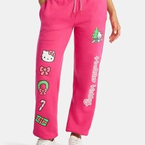 Hello Kitty Pink Track Pants with Christmas Graphics